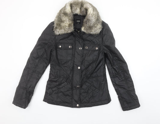 Womens UK Size XS Oasis Black Quilted Coat