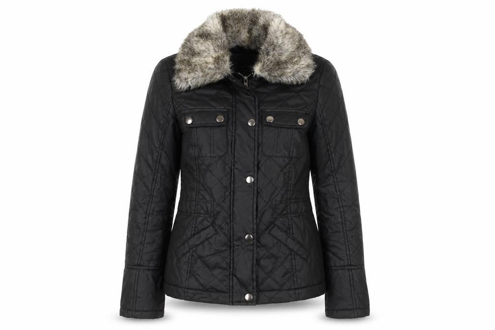 Womens UK Size XS Oasis Black Quilted Coat