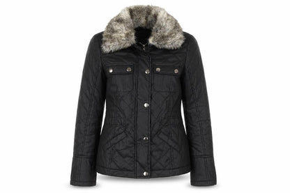 Womens UK Size XS Oasis Black Quilted Coat