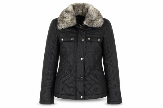 Womens UK Size XS Oasis Black Quilted Coat