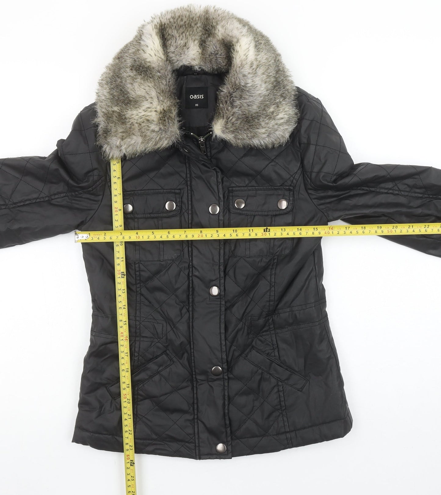 Womens UK Size XS Oasis Black Quilted Coat