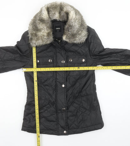 Womens UK Size XS Oasis Black Quilted Coat