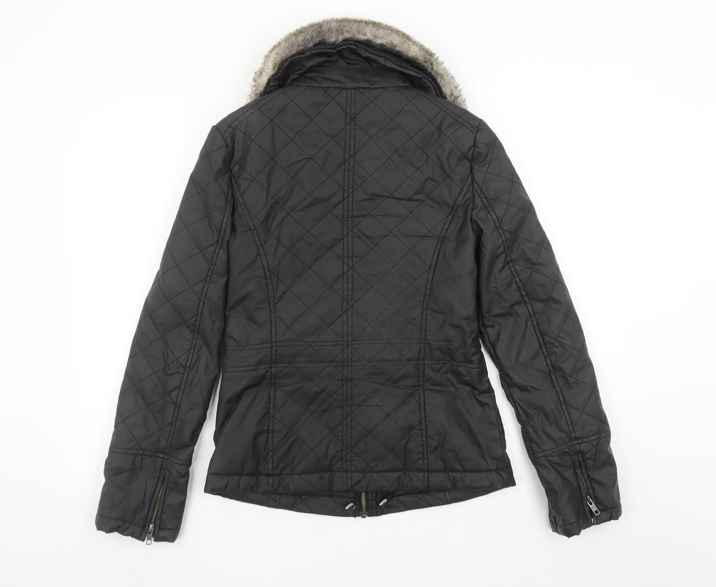 Womens UK Size XS Oasis Black Quilted Coat
