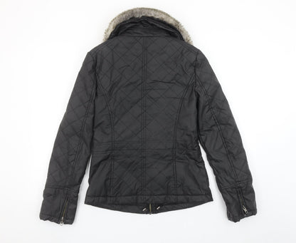 Womens UK Size XS Oasis Black Quilted Coat