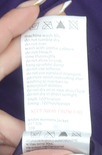 Mountain Warehouse Womens Purple Waterproof Rain Jacket Size 14