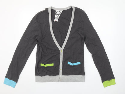 Topman Men’s Grey Cotton V-Neck Cardigan Size S Button Front