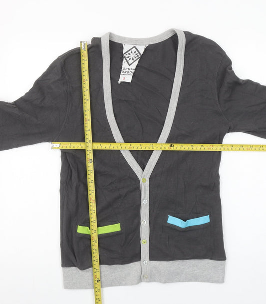 Topman Men’s Grey Cotton V-Neck Cardigan Size S Button Front