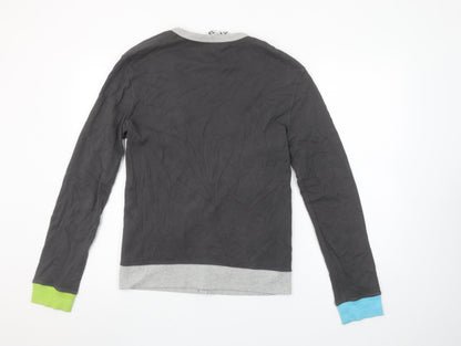 Topman Men’s Grey Cotton V-Neck Cardigan Size S Button Front