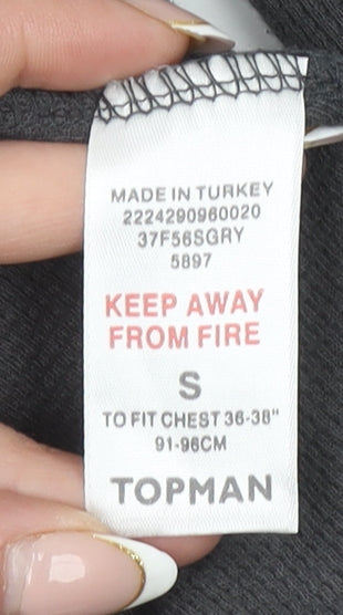 Topman Men’s Grey Cotton V-Neck Cardigan Size S Button Front