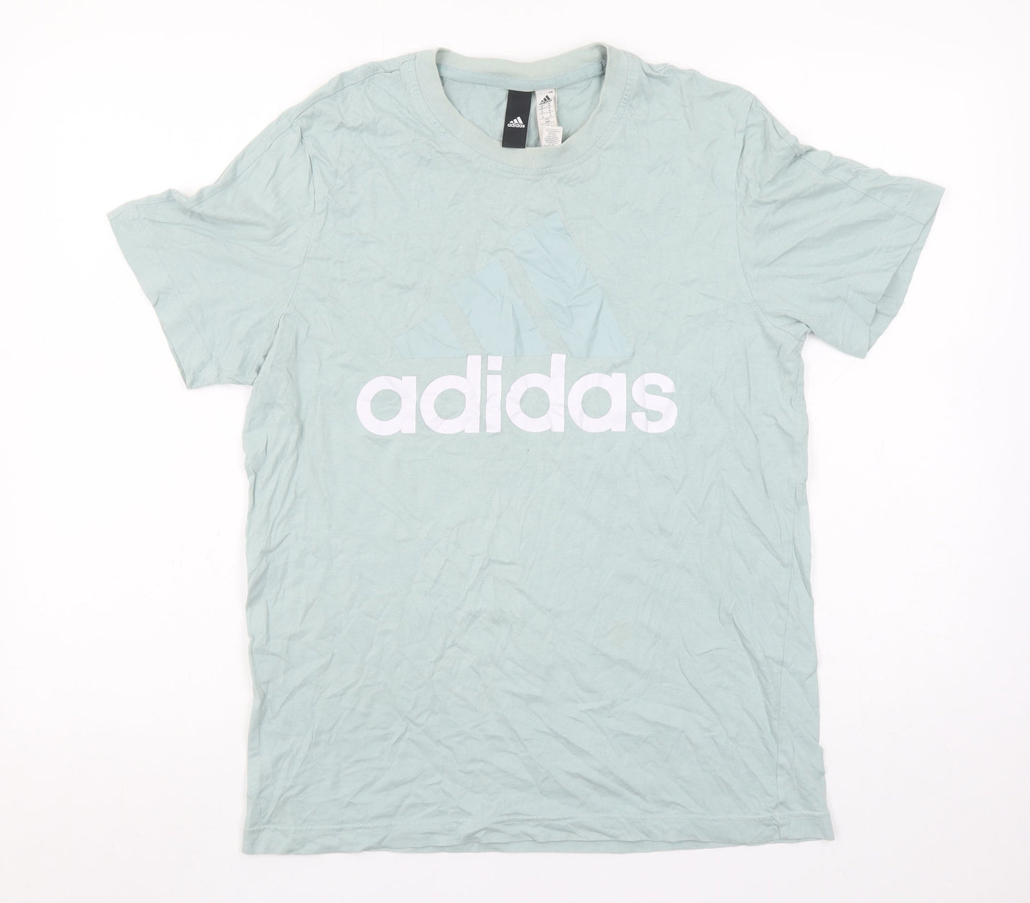 Adidas Men's Green Graphic Logo Cotton T-Shirt Size M