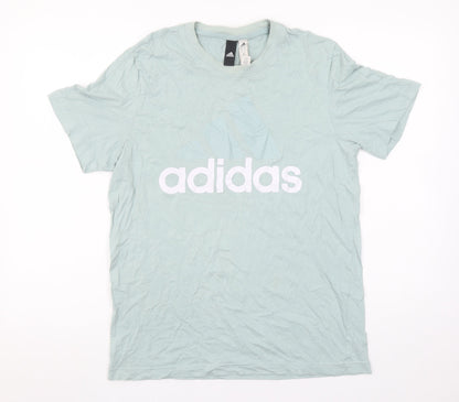 Adidas Men's Green Graphic Logo Cotton T-Shirt Size M