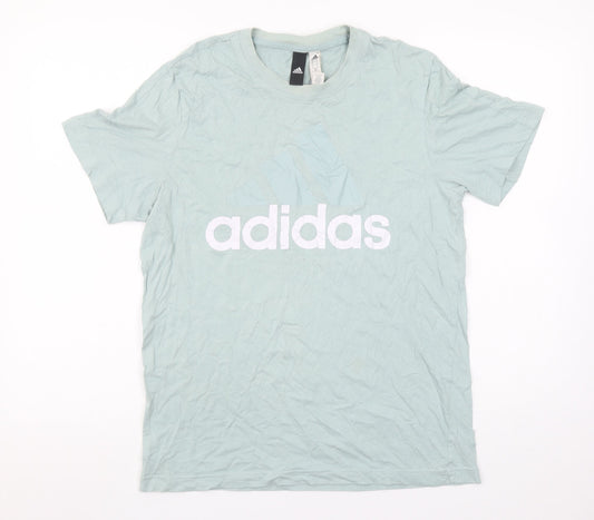 Adidas Men's Green Graphic Logo Cotton T-Shirt Size M