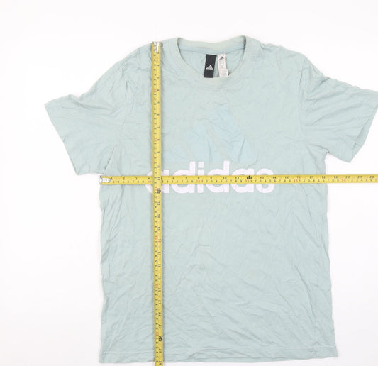 Adidas Men's Green Graphic Logo Cotton T-Shirt Size M
