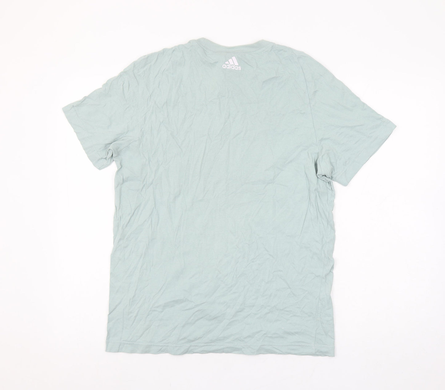 Adidas Men's Green Graphic Logo Cotton T-Shirt Size M