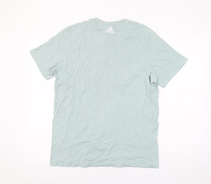 Adidas Men's Green Graphic Logo Cotton T-Shirt Size M