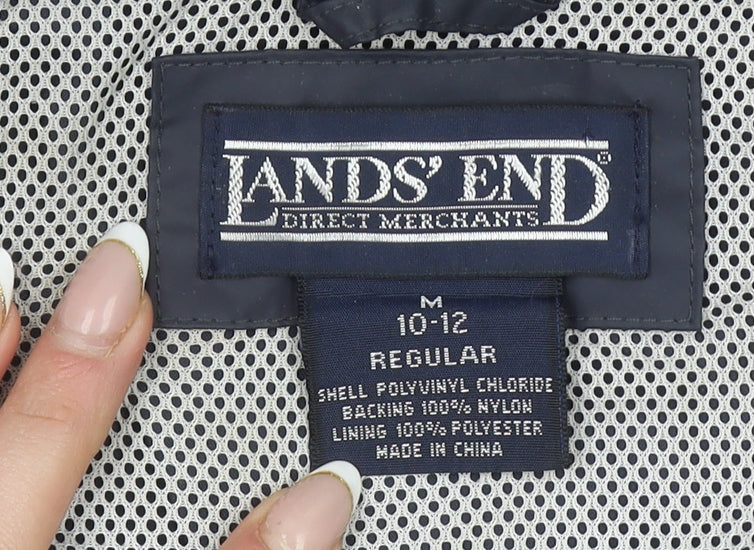Womens UK Size 10-12 Lands' End Blue Rain Coat