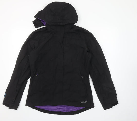 Gelert Womens Black Waterproof Hooded Rain Coat Jacket Size 12