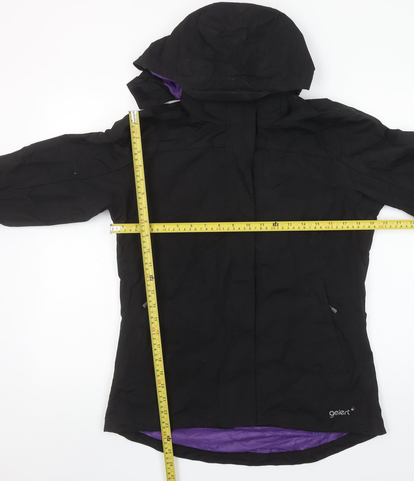 Gelert Womens Black Waterproof Hooded Rain Coat Jacket Size 12