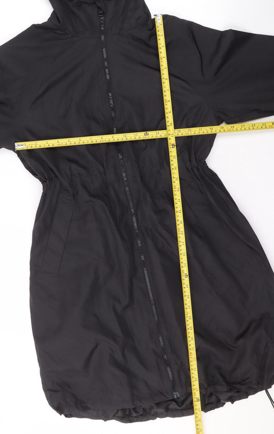 Papaya Womens Black Size 8 Long Hooded Lightweight Parka Coat