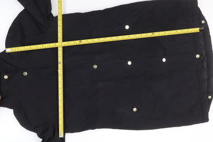 Joules Womens Black Fur Trim Hooded Parka Coat Size 10