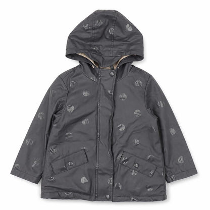 George Girls Grey Polka Dot Hooded Rain Coat 3-4 Years Waterproof Lined Jacket