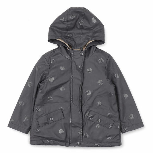 George Girls Grey Polka Dot Hooded Rain Coat 3-4 Years Waterproof Lined Jacket