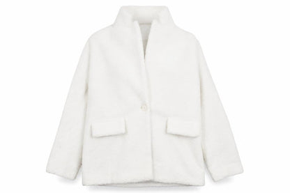 PRETTYLITTLETHING Women’s White Polyester Mid-Length Coat Size 4