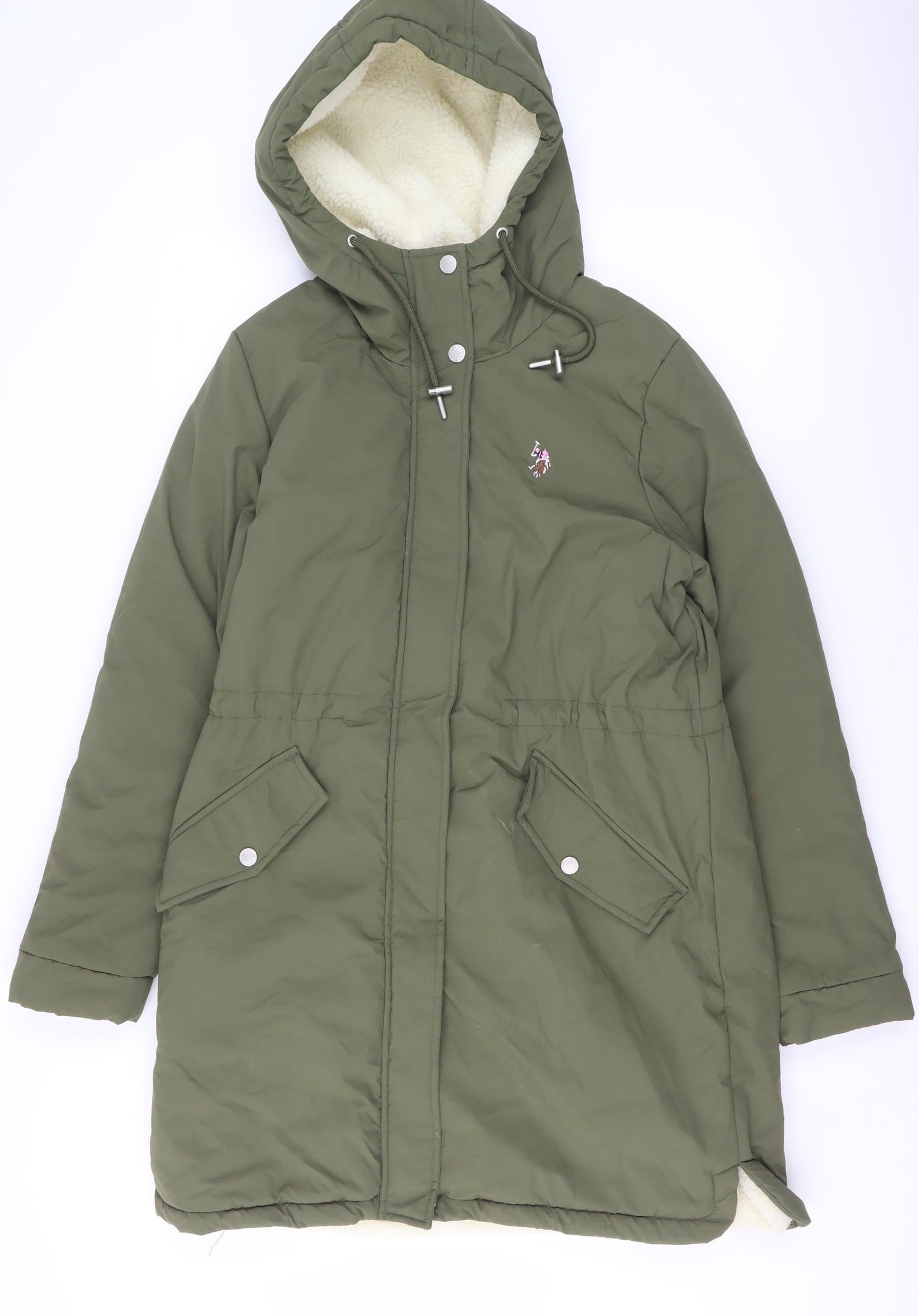 Womens UK Size 10 U.S. Polo Assn. Green Parka Coat