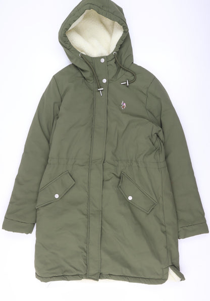 Womens UK Size 10 U.S. Polo Assn. Green Parka Coat