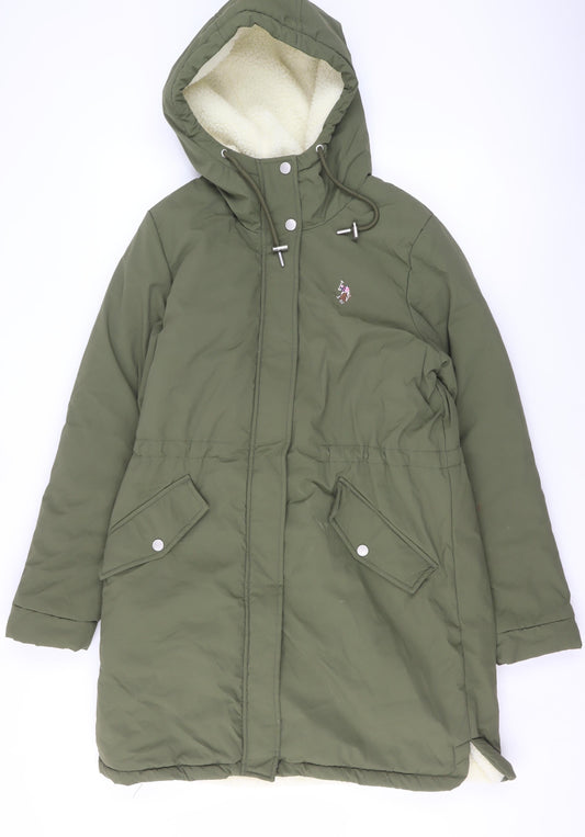 Womens UK Size 10 U.S. Polo Assn. Green Parka Coat