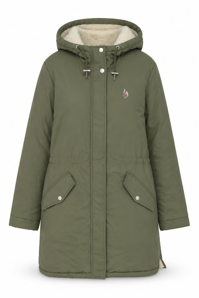 Womens UK Size 10 U.S. Polo Assn. Green Parka Coat