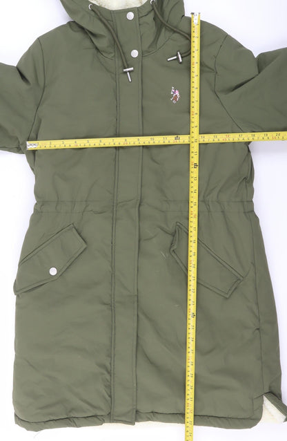 Womens UK Size 10 U.S. Polo Assn. Green Parka Coat