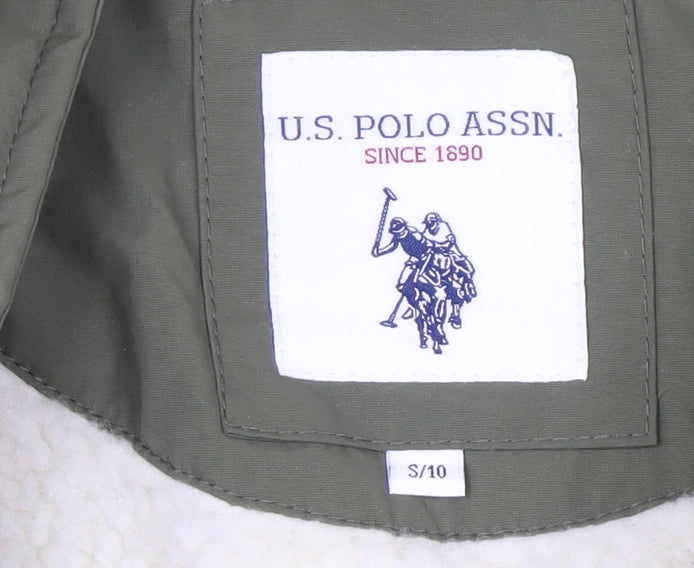Womens UK Size 10 U.S. Polo Assn. Green Parka Coat