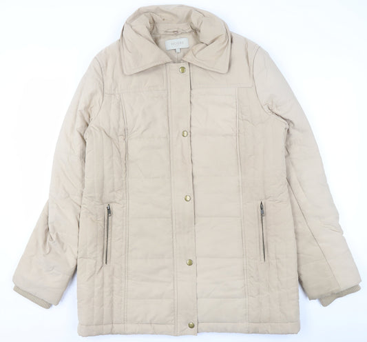 Hobbs Women's Beige Quilted Mid-Length Coat Size 14