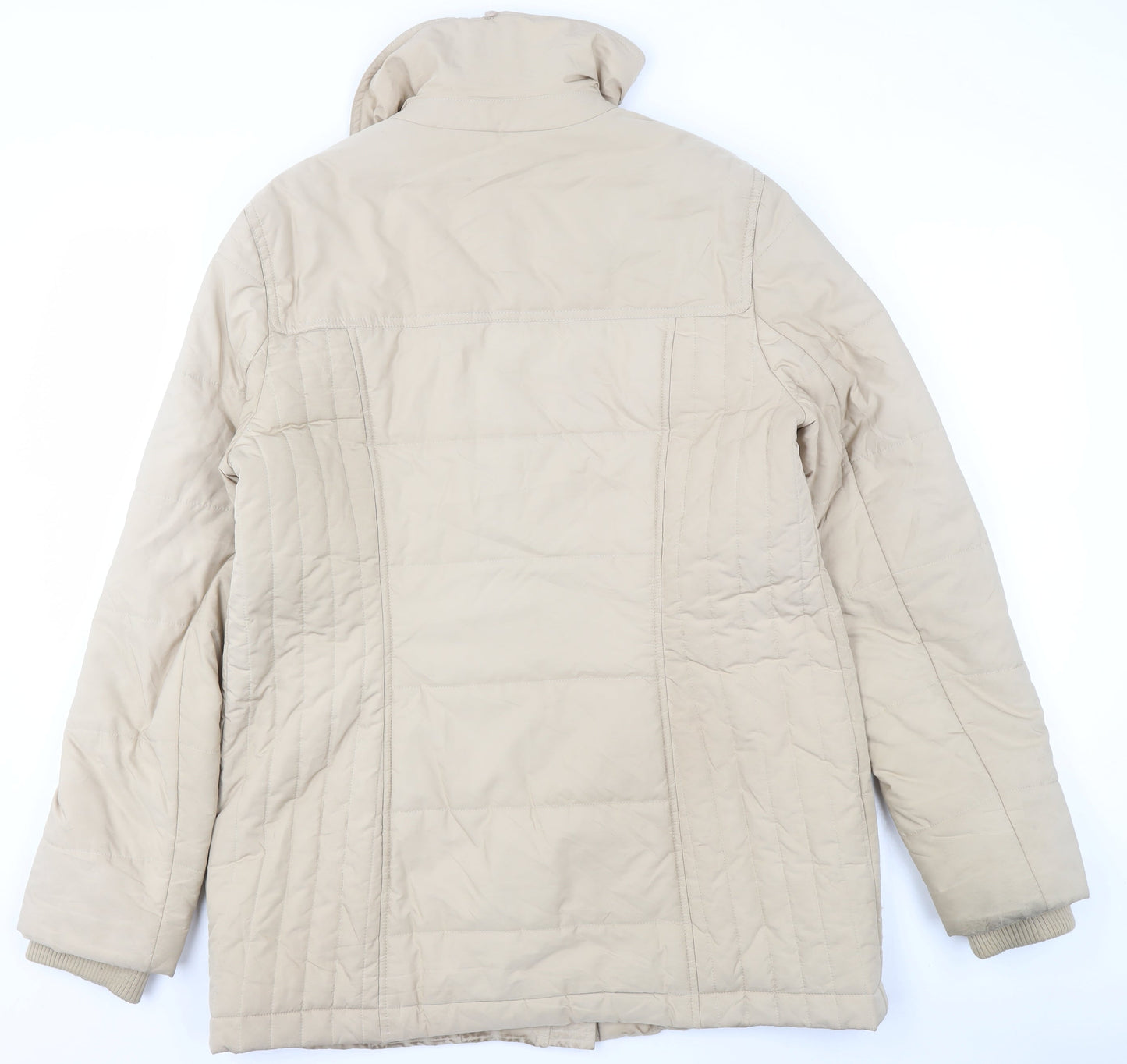 Hobbs Women's Beige Quilted Mid-Length Coat Size 14