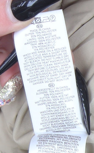 Hobbs Women's Beige Quilted Mid-Length Coat Size 14