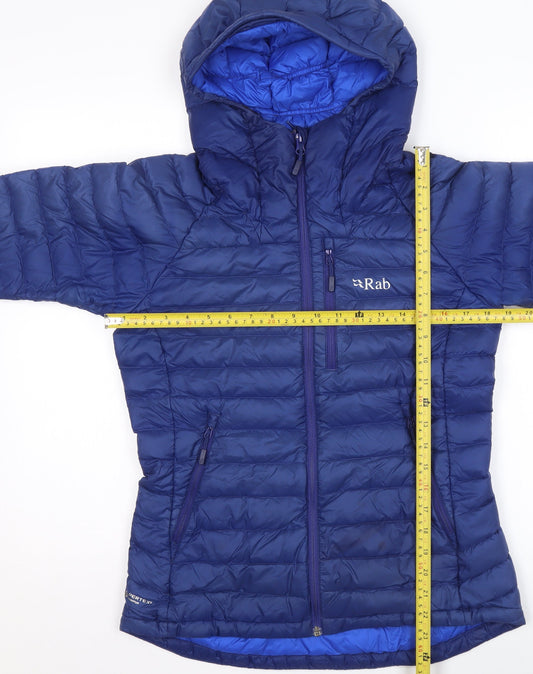 Rab Women's Blue Hooded Down Puffer Jacket UK 10 Outdoor Warm Coat