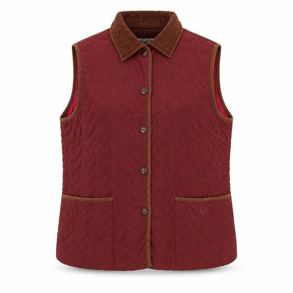 Womens UK Size 2XL Deluxe Red Quilted Coat