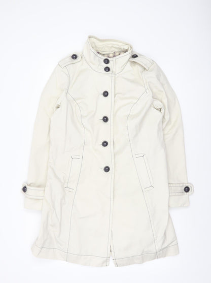 Boden Women Ivory Cotton Twill Long Trench Coat Size 14