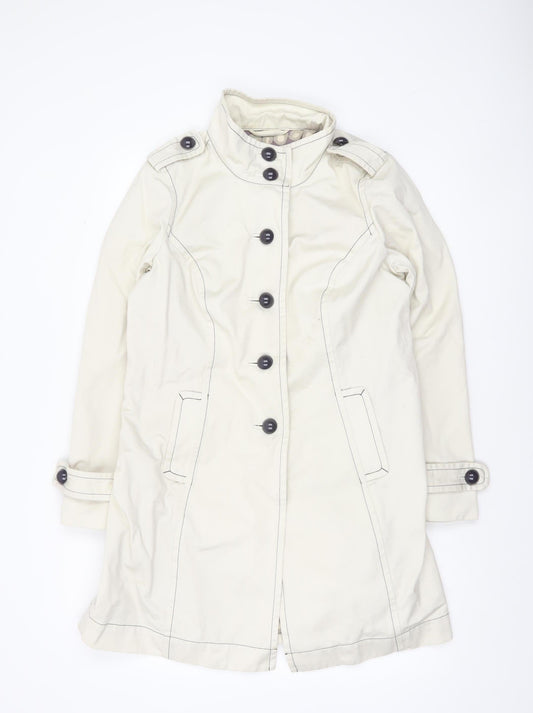 Boden Women Ivory Cotton Twill Long Trench Coat Size 14