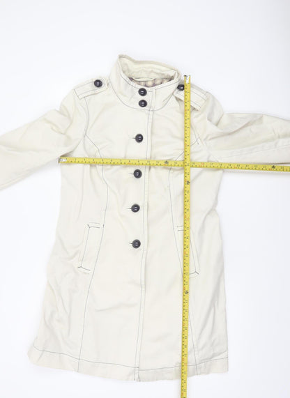 Boden Women Ivory Cotton Twill Long Trench Coat Size 14