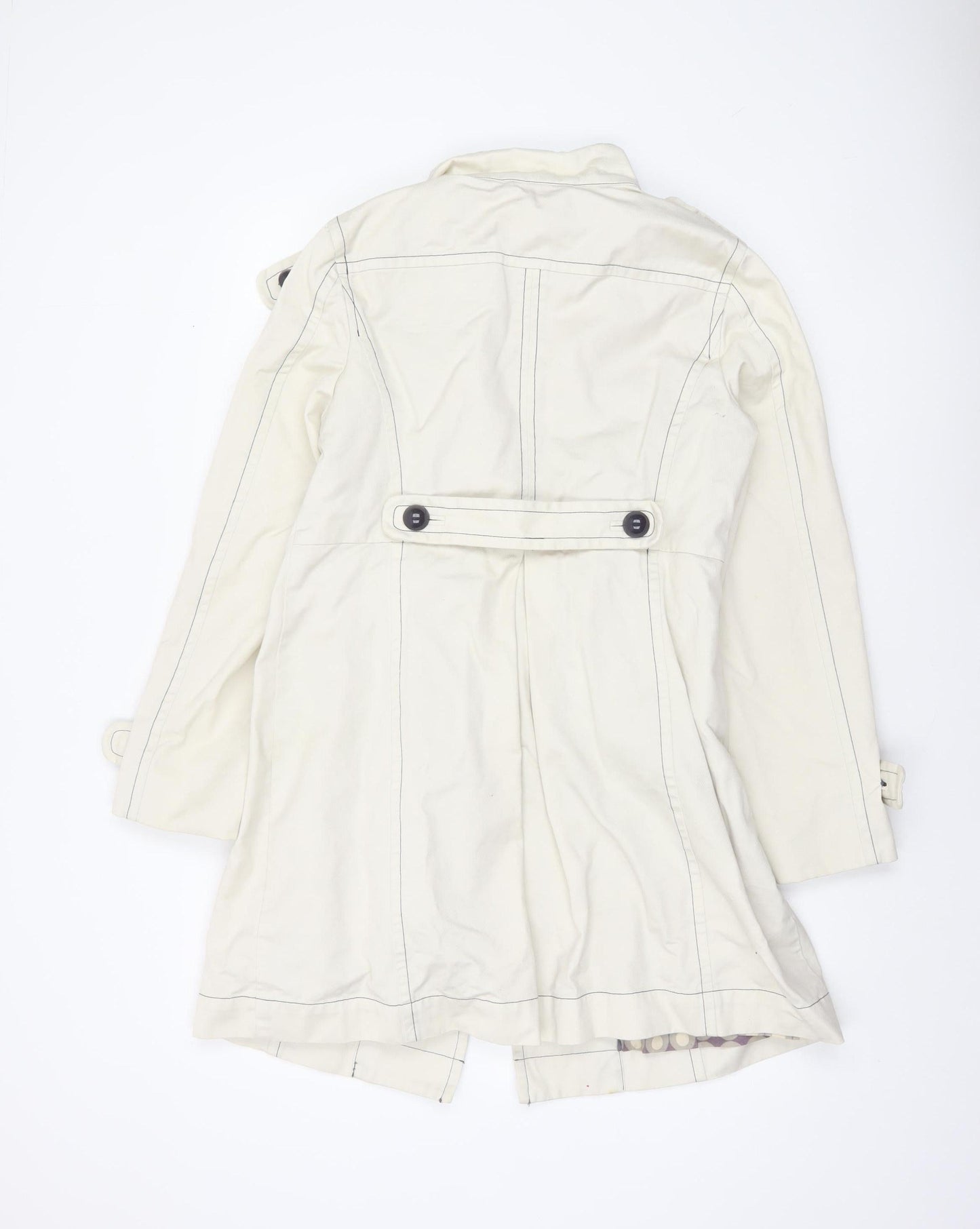 Boden Women Ivory Cotton Twill Long Trench Coat Size 14