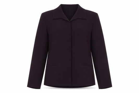Front view of Linea Petite Women's Purple Suit Jacket, size 8, Triacetate Blend