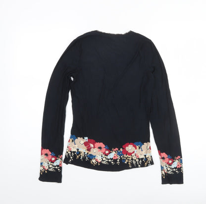 Jasper Conran Women’s Black Floral Long Sleeve Viscose Tunic Blouse Size 10