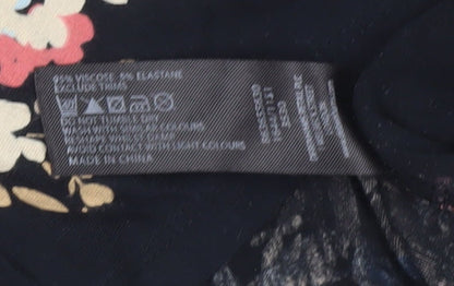 Jasper Conran Women’s Black Floral Long Sleeve Viscose Tunic Blouse Size 10