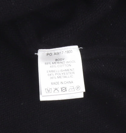 Hush Women's Black Love Embroidered Merino Wool Jumper Size S