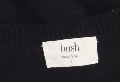Hush Women's Black Love Embroidered Merino Wool Jumper Size S
