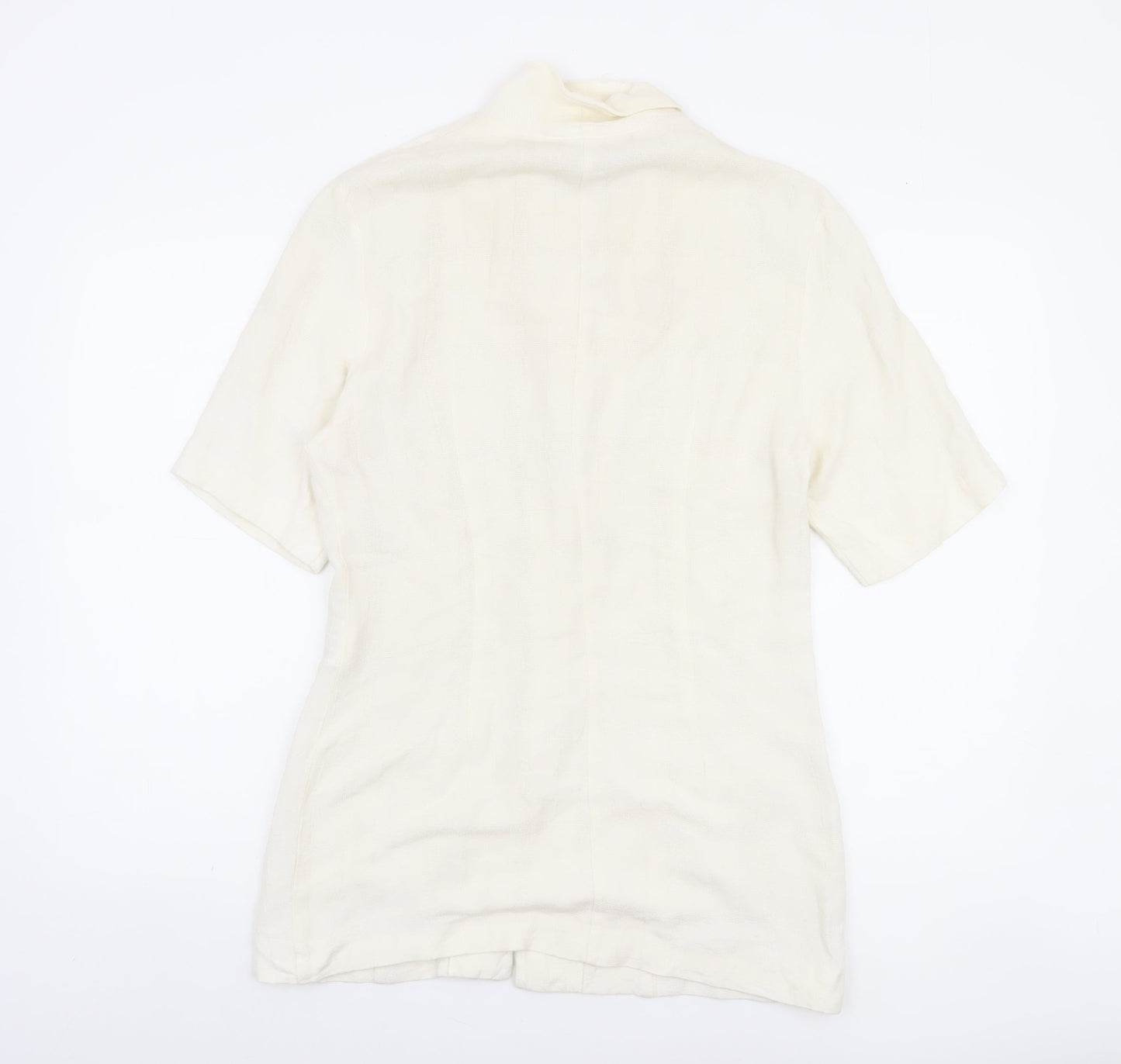 Wallis Womens Ivory Linen Blend Short Sleeve Shawl Collar Suit Jacket Size 12