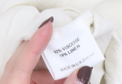 Wallis Womens Ivory Linen Blend Short Sleeve Shawl Collar Suit Jacket Size 12