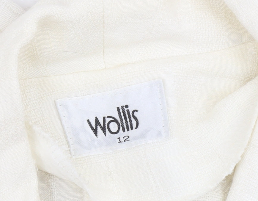 Wallis Womens Ivory Linen Blend Short Sleeve Shawl Collar Suit Jacket Size 12